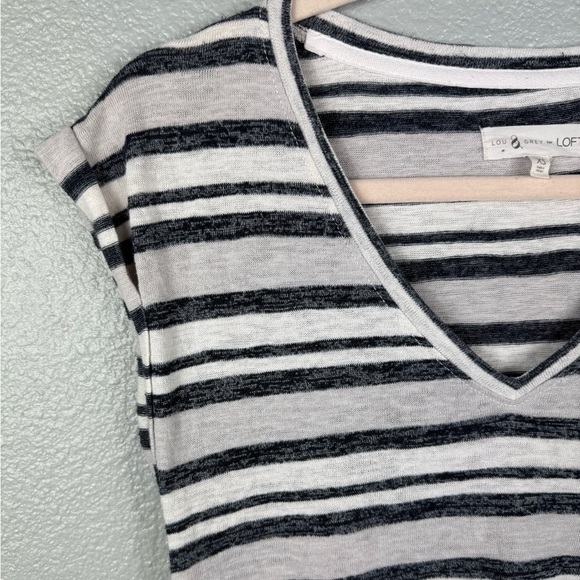 Lou & Grey For Loft V-neck Black White Striped Tee Maxi Dress LightWeight XS - Picture 8 of 11